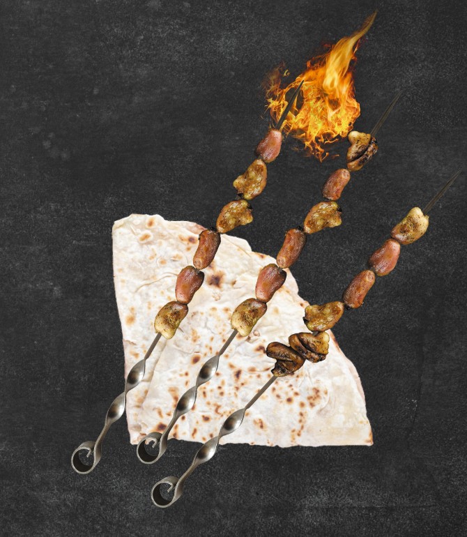 Шашлык из куриных сердечек